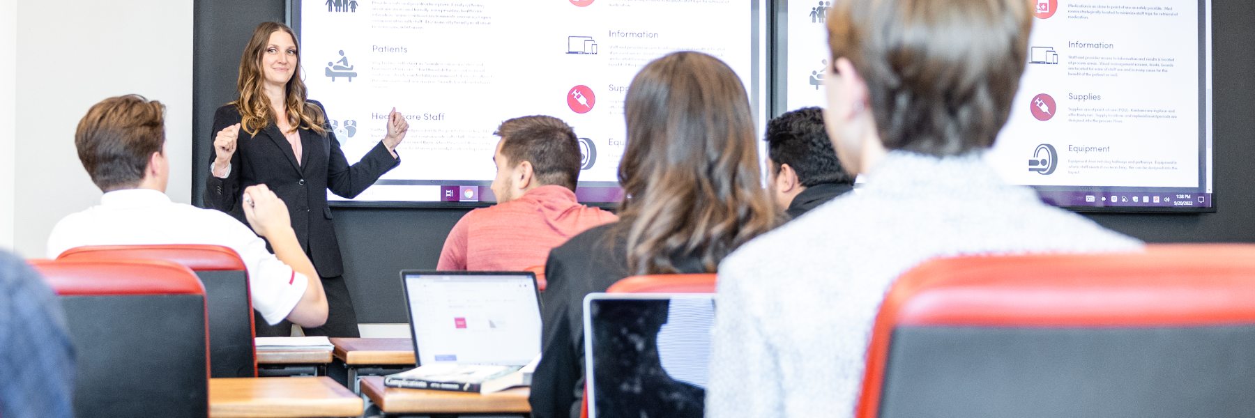 An instructor leads a class