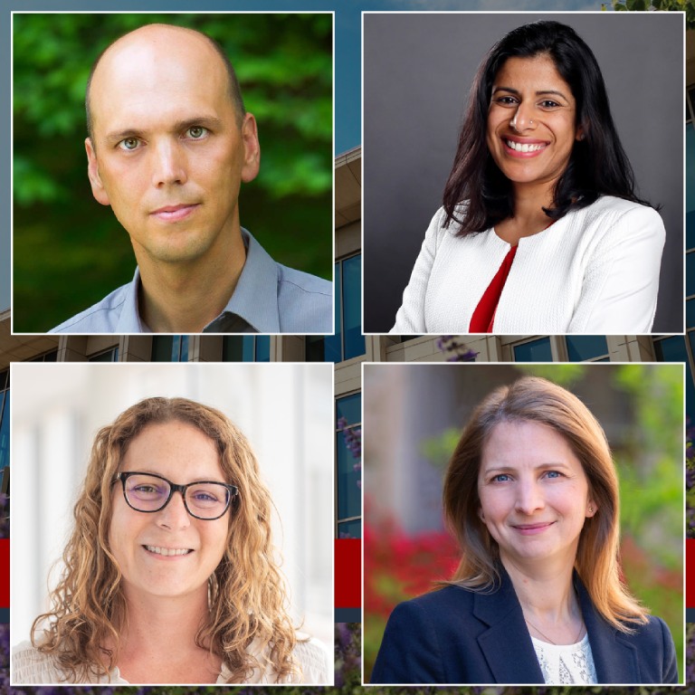 Four headshots in a block